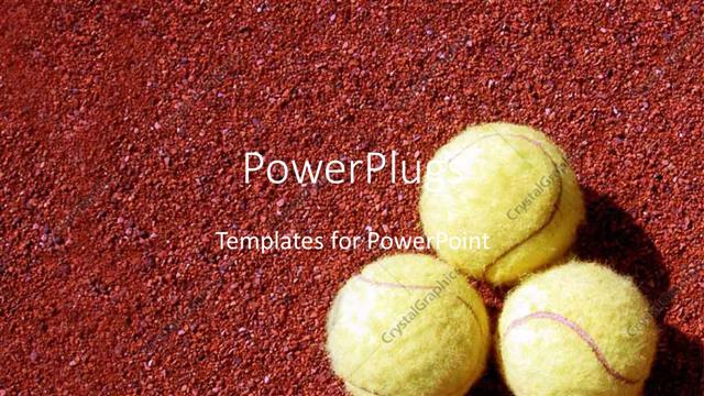 Presentation with tennis - Three tennis balls arranged on red grainy background
