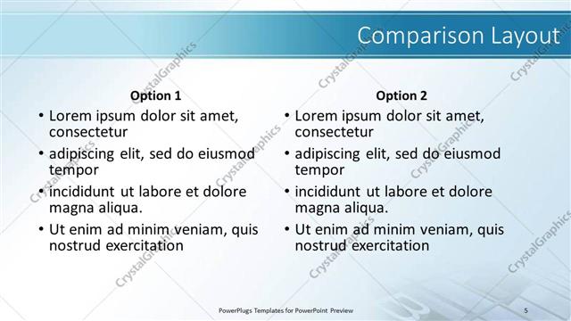 Comparison presentation slide layout