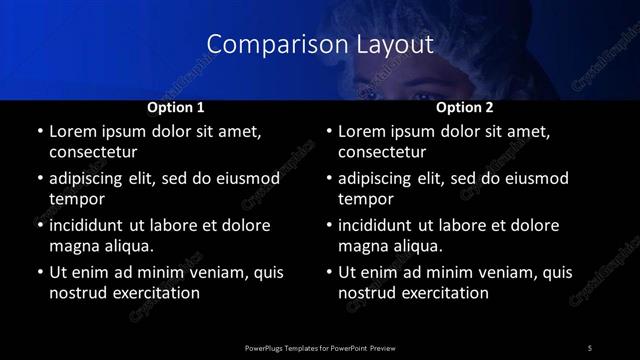 Comparison presentation slide layout