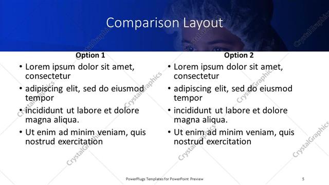 Comparison presentation slide layout
