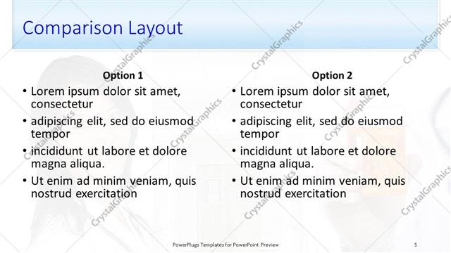 Comparison presentation slide layout
