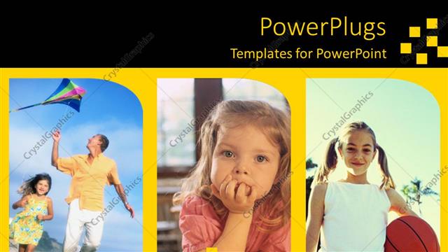  Presentation with three - Three tiles of little girls and one with an adult