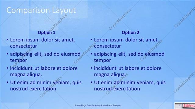 Comparison presentation slide layout
