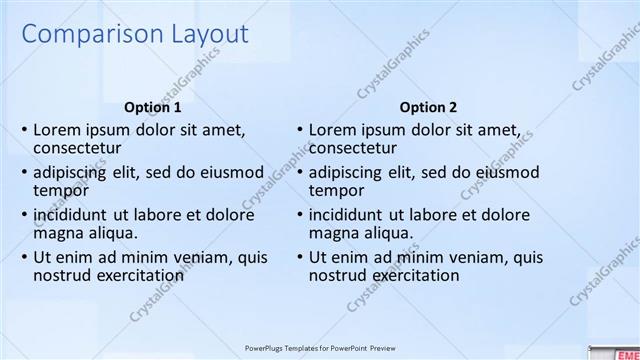 Comparison presentation slide layout