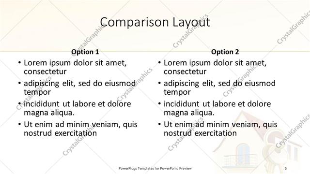 Comparison presentation slide layout