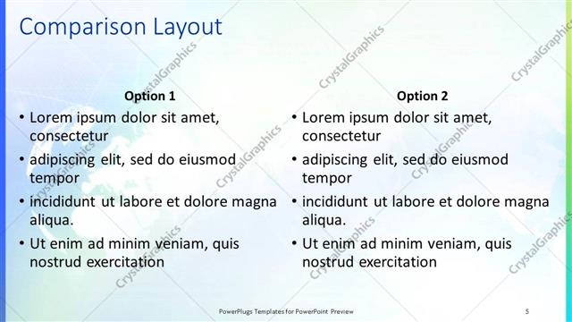 Comparison presentation slide layout