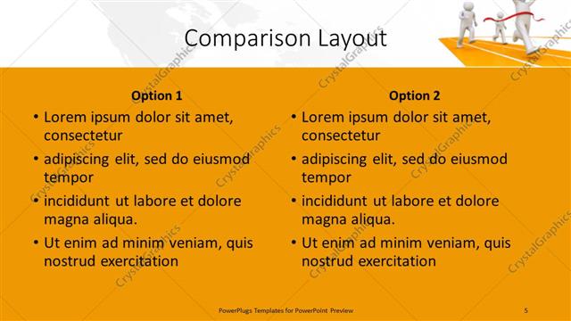 Comparison presentation slide layout