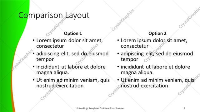Comparison presentation slide layout