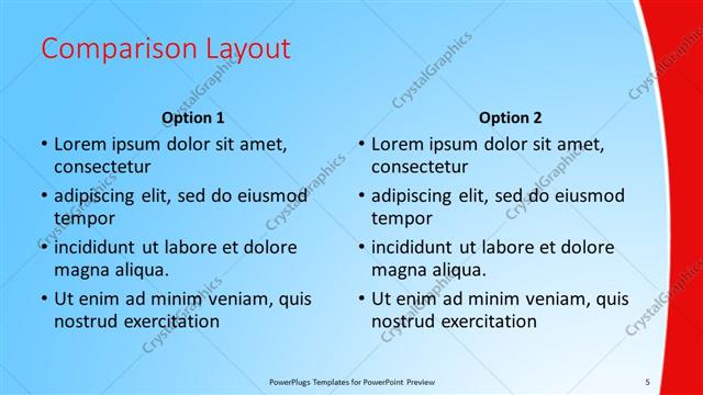 Comparison presentation slide layout