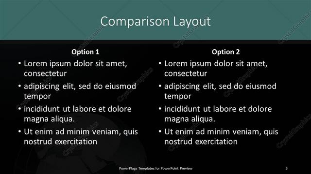 Comparison presentation slide layout