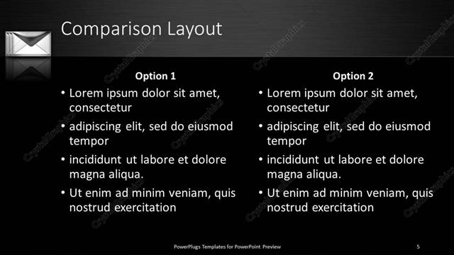 Comparison presentation slide layout