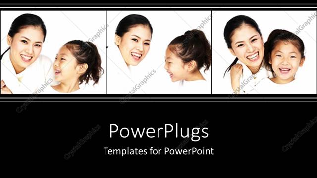  Presentation with tiles - Three white tiles with a lady and her daughter smiling happily