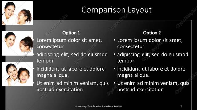 Comparison presentation slide layout