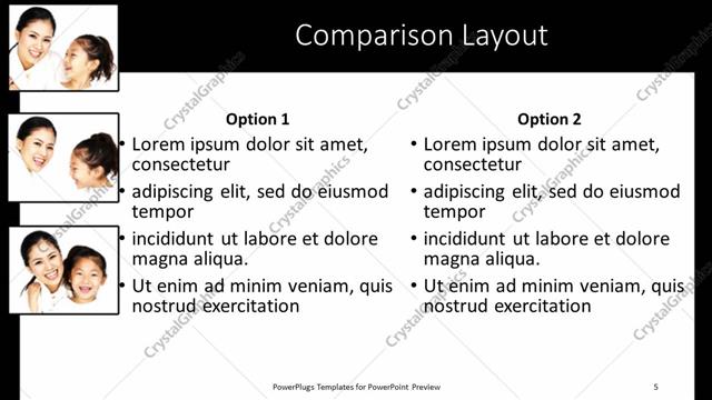 Comparison presentation slide layout