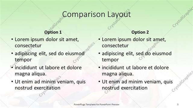 Comparison presentation slide layout