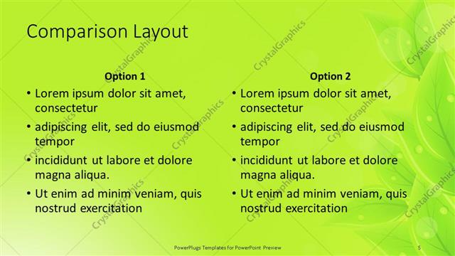 Comparison presentation slide layout