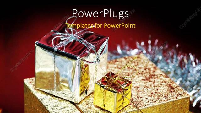  Presentation with boxes - Three wrapped gift boxes on a red background