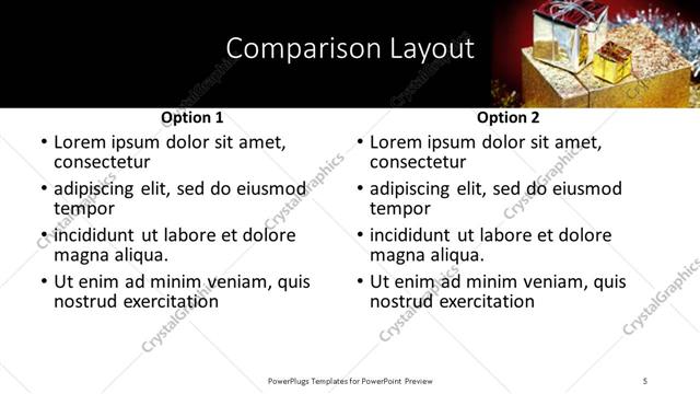 Comparison presentation slide layout