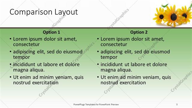 Comparison presentation slide layout