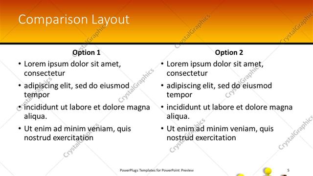 Comparison presentation slide layout
