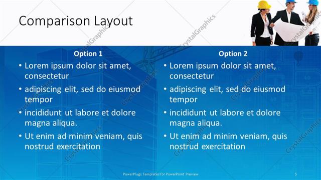 Comparison presentation slide layout