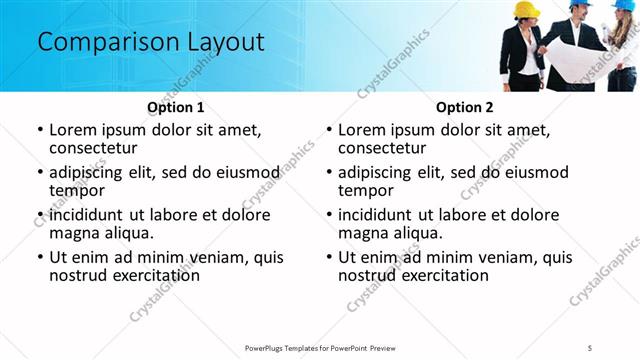 Comparison presentation slide layout