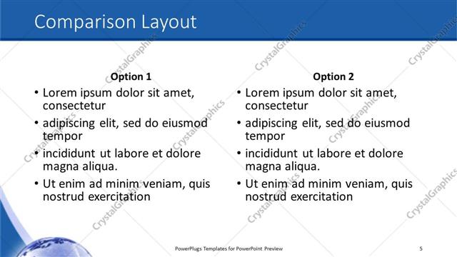 Comparison presentation slide layout
