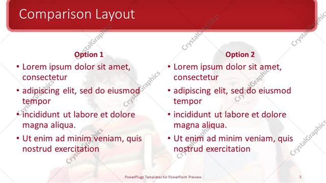 Comparison presentation slide layout