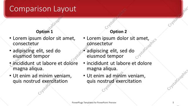 Comparison presentation slide layout