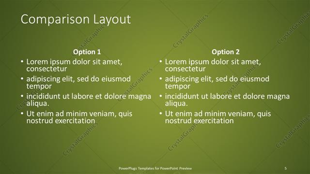 Comparison presentation slide layout