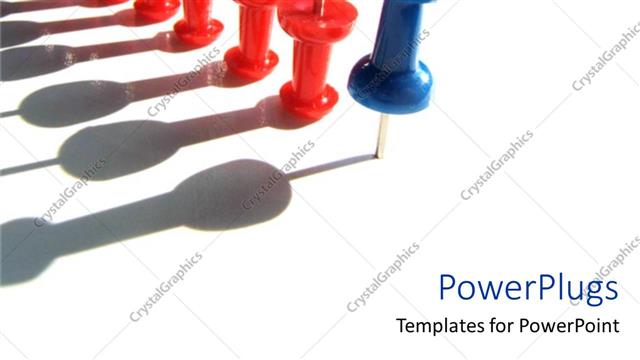  Presentation with stand - Thumbtacks as a metaphor unique stand out leadership leading others