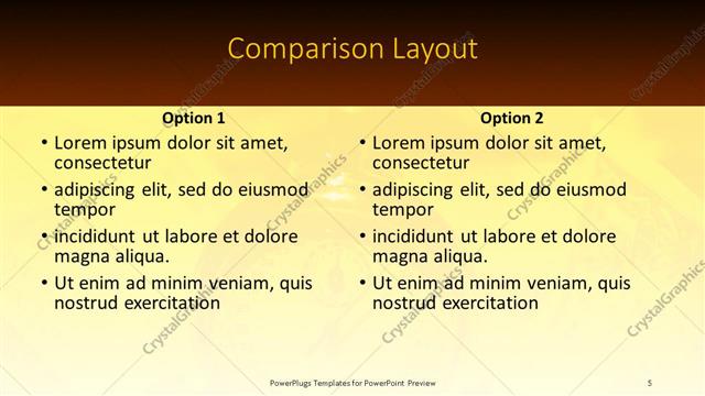 Comparison presentation slide layout