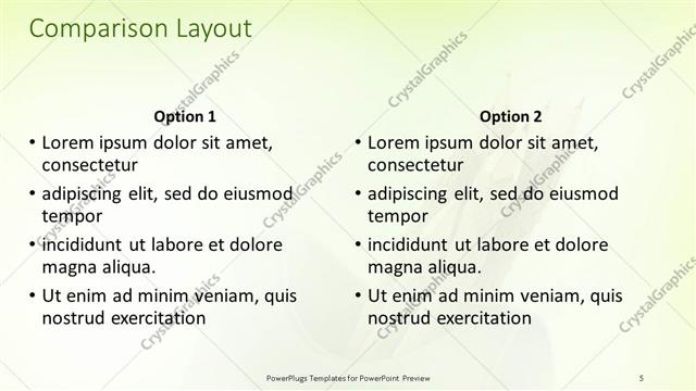 Comparison presentation slide layout