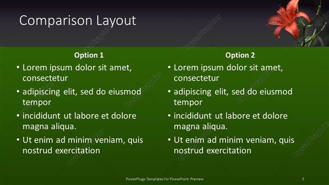 Comparison presentation slide layout