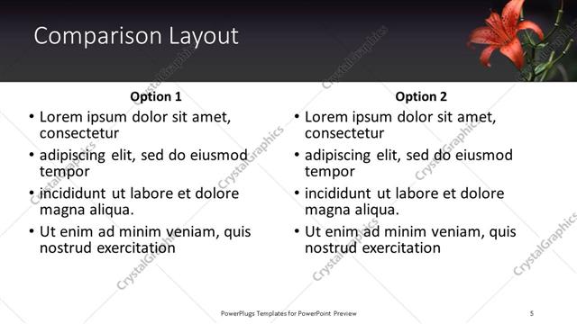 Comparison presentation slide layout