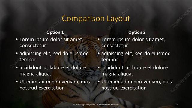 Comparison presentation slide layout