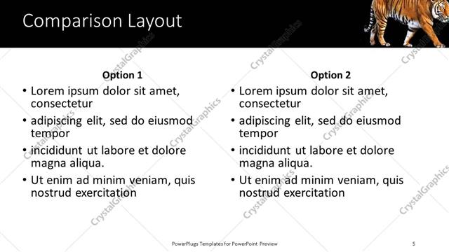 Comparison presentation slide layout