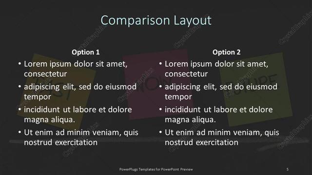 Comparison presentation slide layout