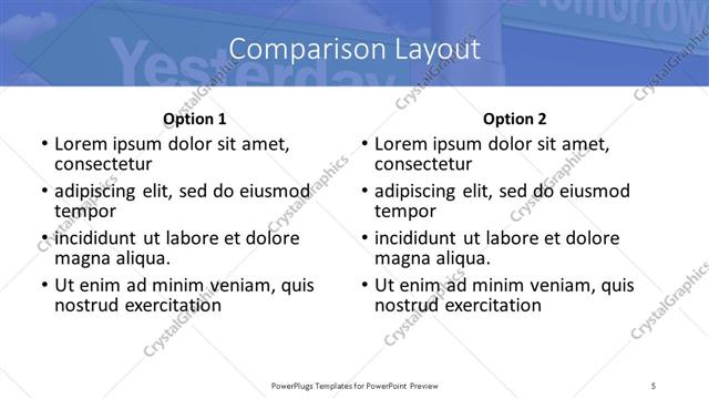 Comparison presentation slide layout