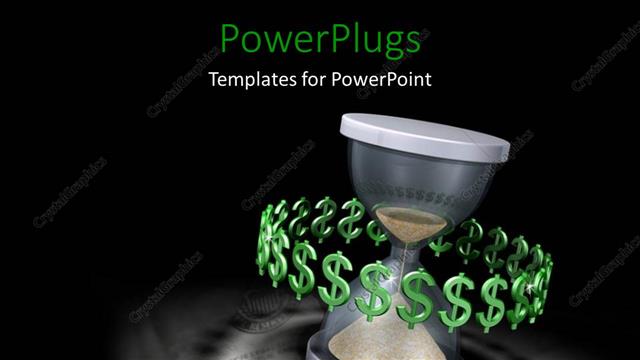  Presentation with salary - Time is money hourglass black background metaphor profit salary income