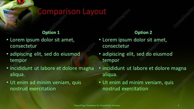 Comparison presentation slide layout