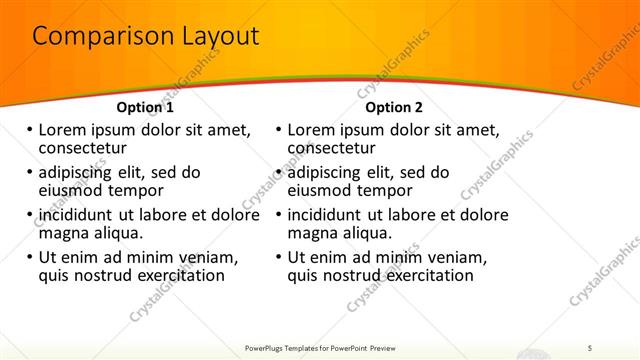 Comparison presentation slide layout