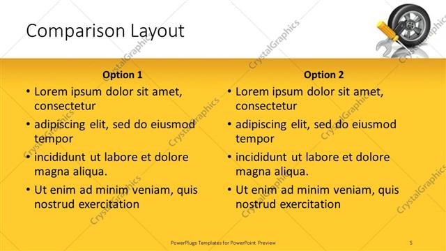 Comparison presentation slide layout