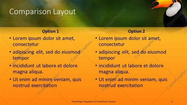 Comparison presentation slide layout
