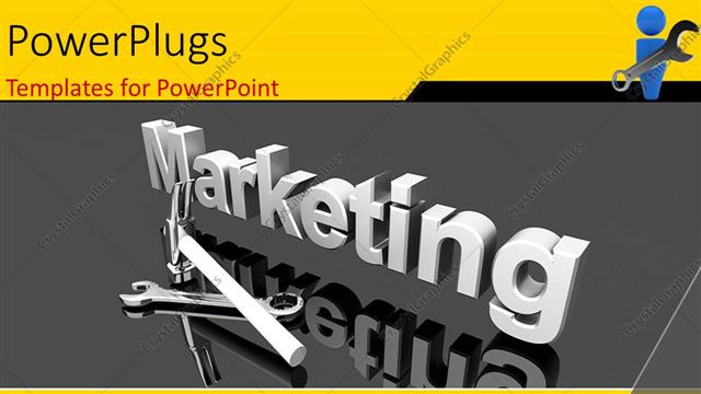  Presentation with marketing - A large 3D text that spells out the word :marketing