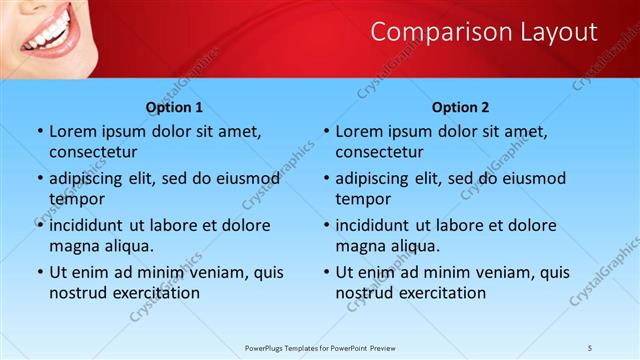 Comparison presentation slide layout