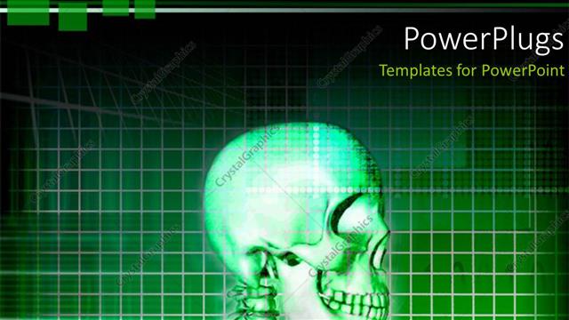  Presentation with psychology - Top view of a human skeletal system on a green background