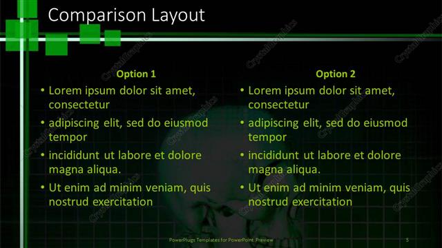 Comparison presentation slide layout