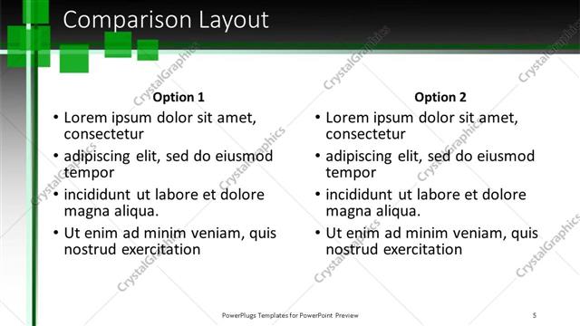 Comparison presentation slide layout
