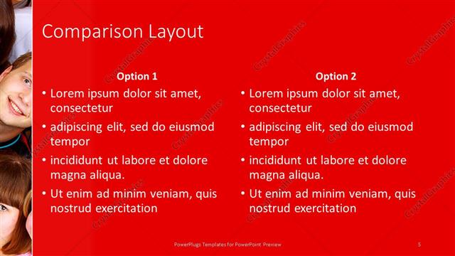 Comparison presentation slide layout